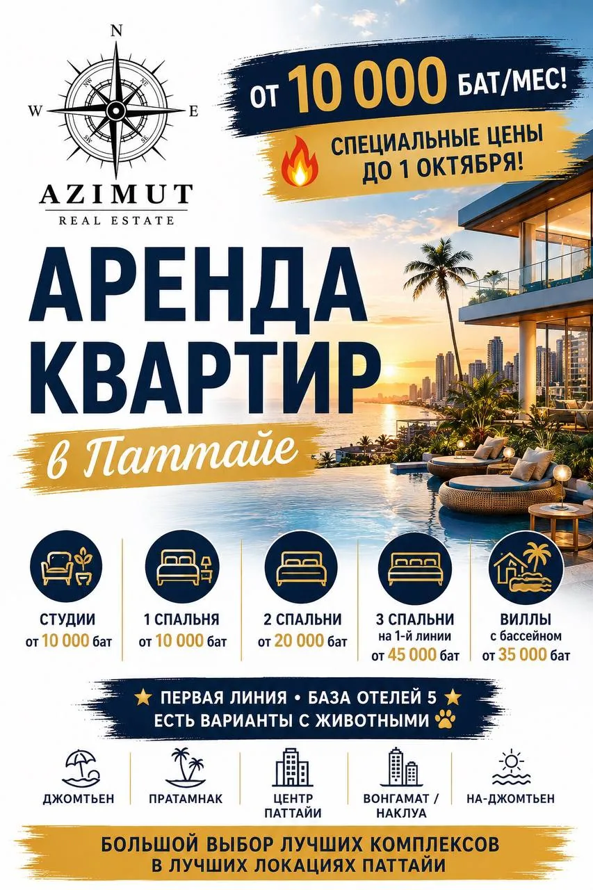 Фото объявления: кондо · 3 спальни · 50 м2, Паттайя, Джомтьен Сдаю: кондо · 3 спальни · 50 м2, Паттайя, Джомтьен, 10 000 THB