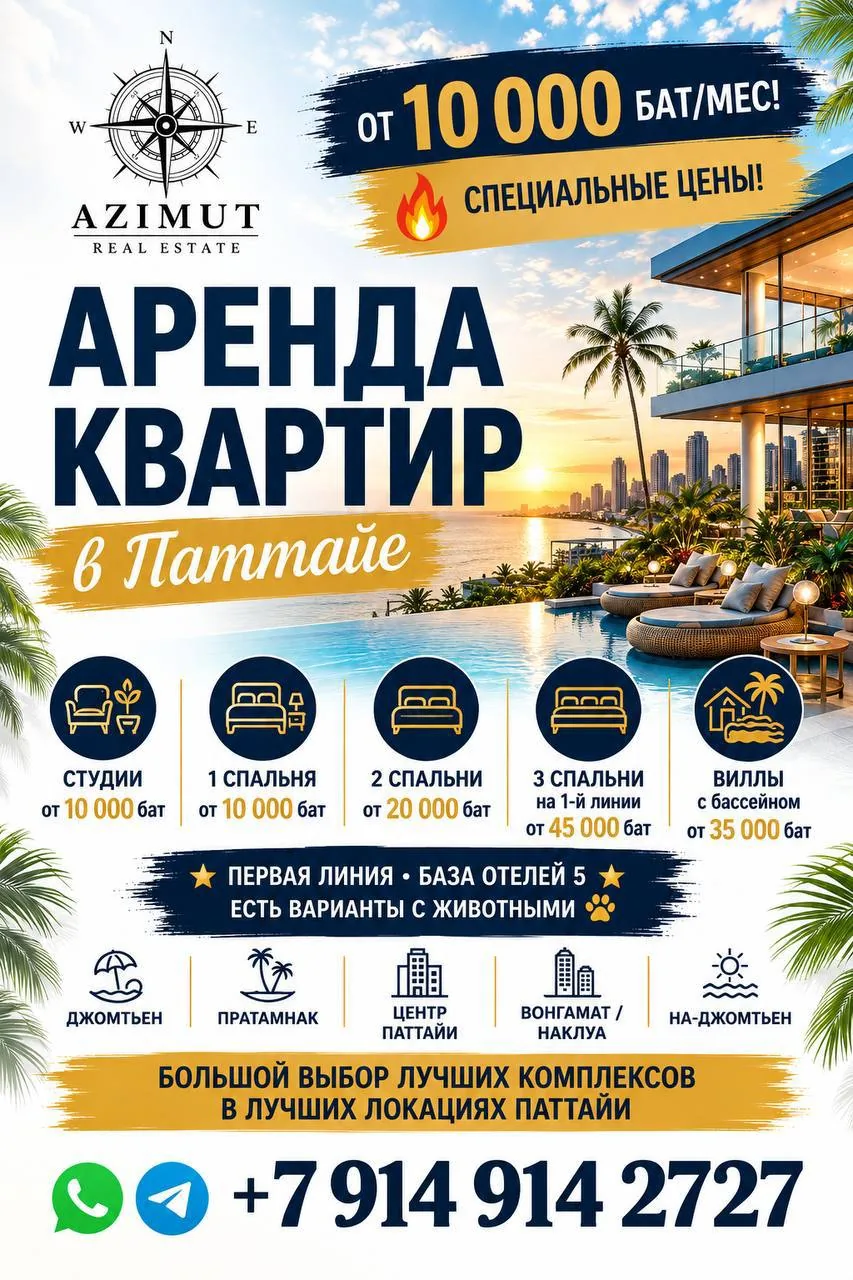 Сдаю: кондо · 3 спальни · 50 м2, Паттайя, Джомтьен, 10 000 THB